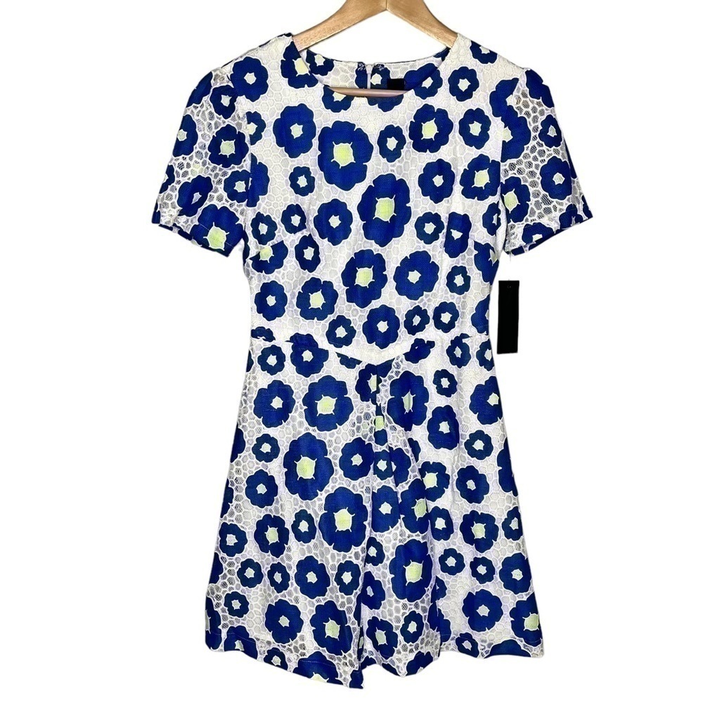 NWT LABEL by five twelve lace blue green floral lined spring dress